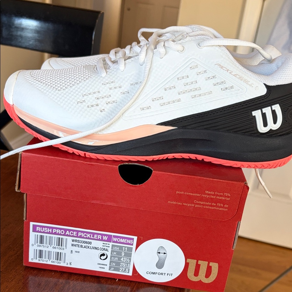 Wilson Women's White Black Coral Athletic Shoes